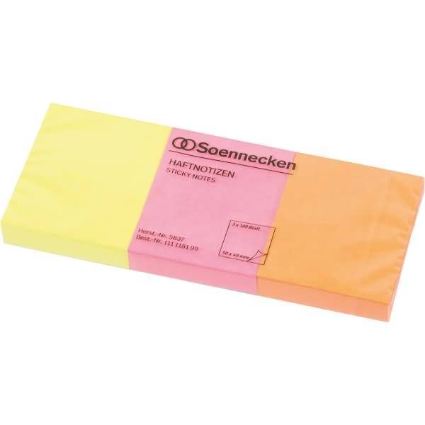 Haftnotiz 5837 50x40mm neonfarben 3x100 Blatt 3 Stück
