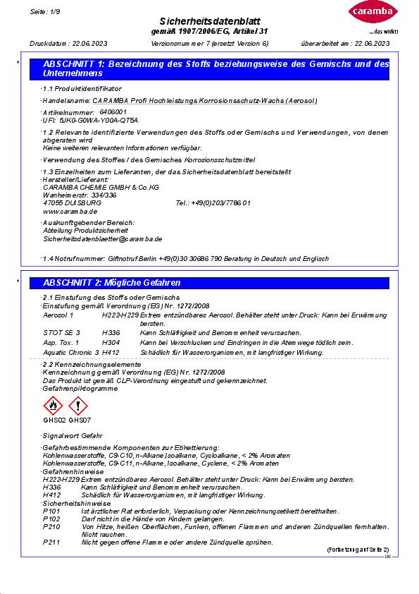 Hochleistungskorrosionsschutzwachs transp.500 ml Spraydose CARAMBA