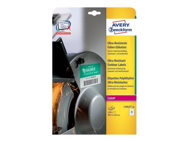 Avery Zweckform L7913-10 - Polyethylen (PE) - matt - permanenter Klebstoff - weiß - 99.1 x 42.3 mm 120 Etikett(en) (10 B