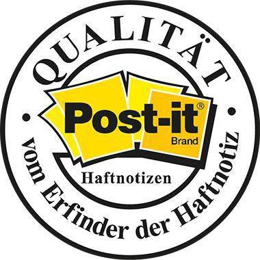 Post-it Brand Qualitätssiegel-Logo mit deutschem Text „QUALITÄT vom Erfinder der Haftnotiz