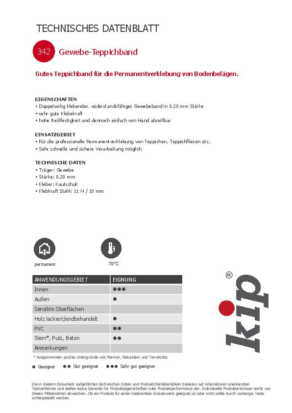 Gewebeteppichband 342 L.25m B.50mm weiß Rl.KIP