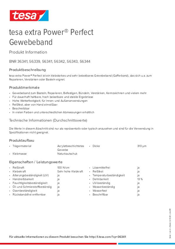 Gewebeband ext.Power® 56341 gelb L.2,75m B.19mm Rl.TESA