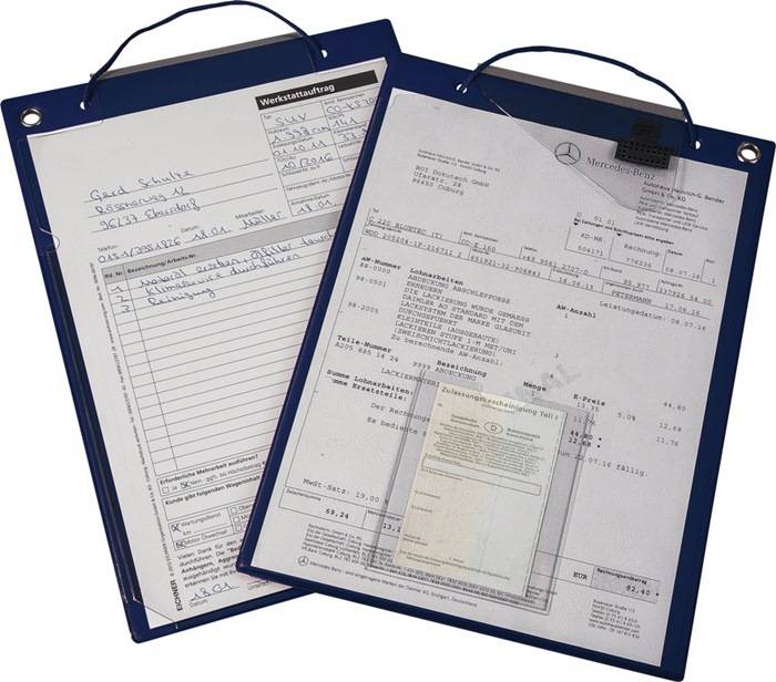 Auftragstasche m.Klettverschluss u.2 Fächer DIN A4 blau VE=10 St.