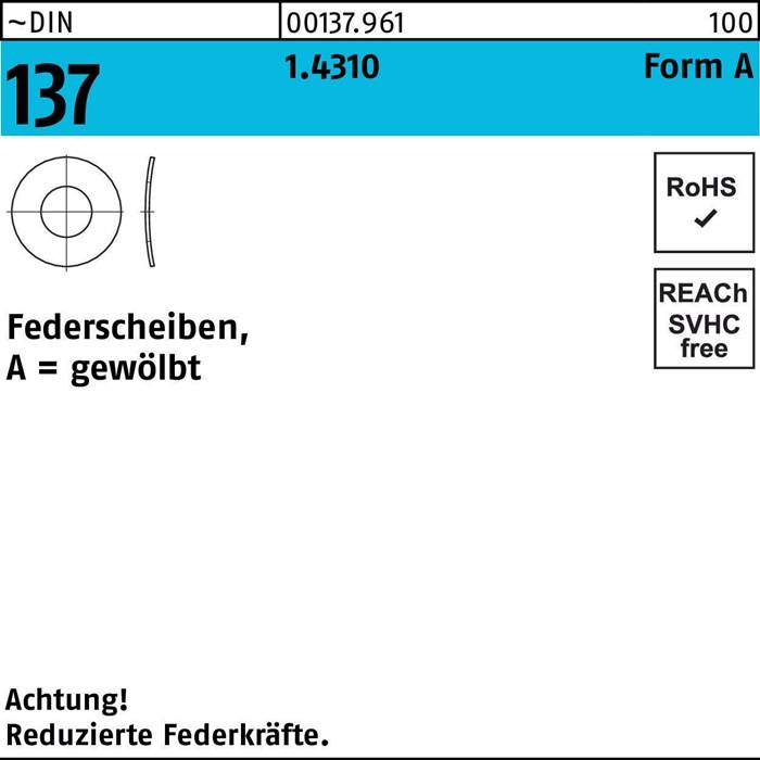 Federscheibe DIN 137 A 2 1.4310 100 Stück
