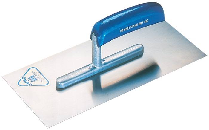 Glättekelle L.280mm B.130mm H-Heft Stahl,geh.S.0,7mm HENKELMANN