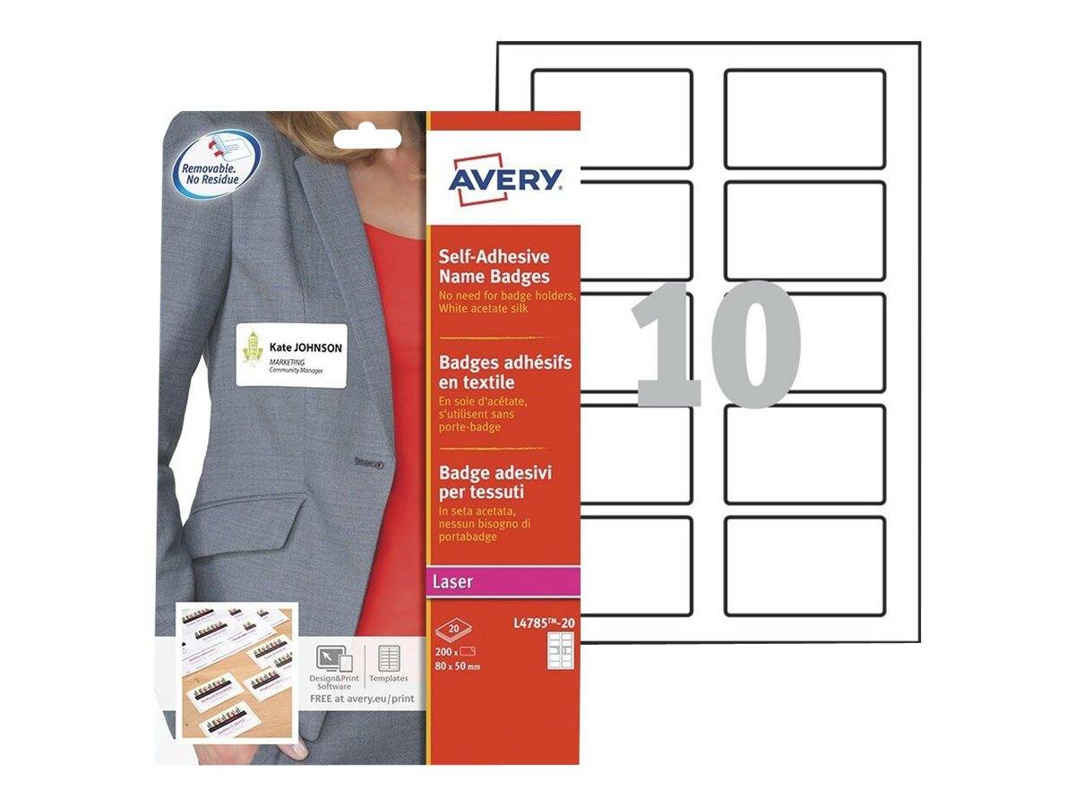 AVERY ZWECKFORM - Avery - Selbstklebend - weiß - 50 x 80 mm 200 Etikett(en) (20 Bogen x 10)