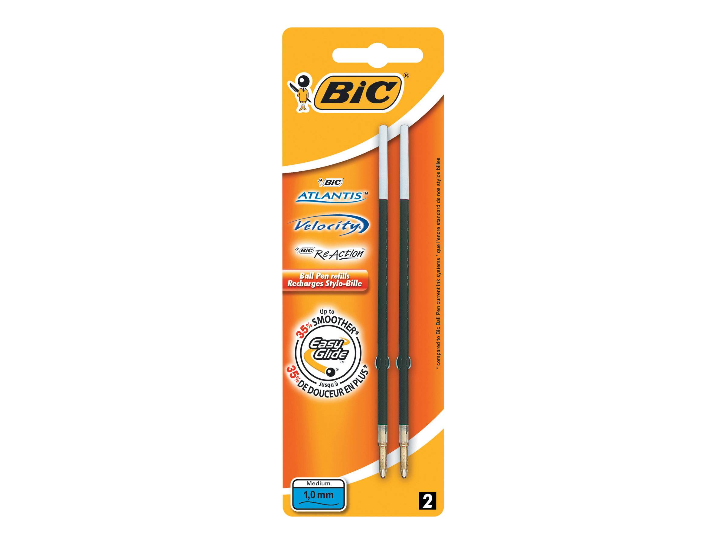 BIC - Nachfüllpatrone - Schwarz - 1 mm - Mittel (Packung mit 2)