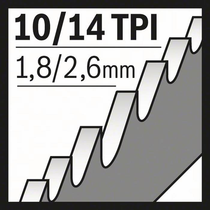 Säbelsägeblatt S 1125 VF L.225mm B.19mm TPI 10/14 1,8/2,6mm varioverz. 5er Pk.