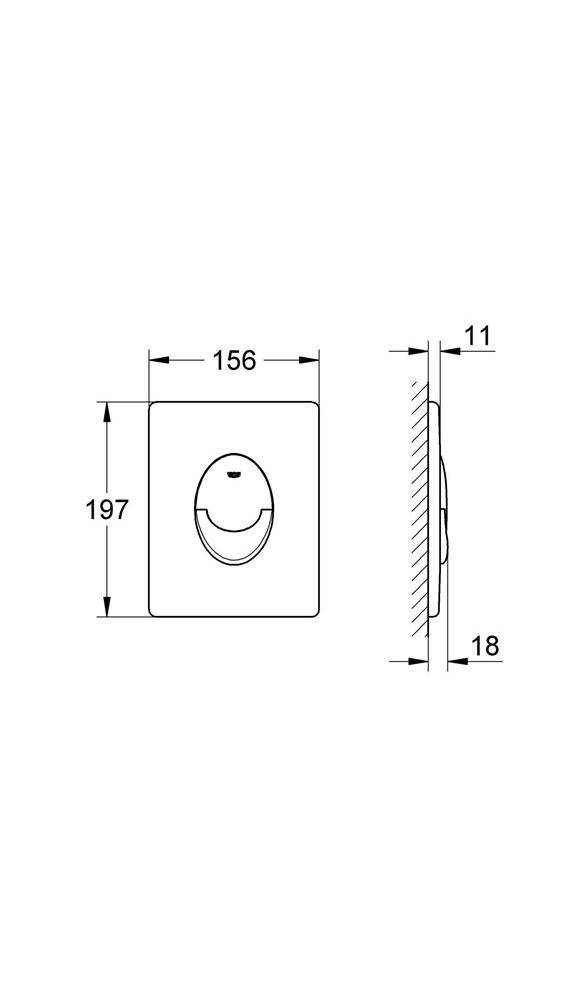 GROHE WC-Betätigung SKATE AIR 156x197mm chrom