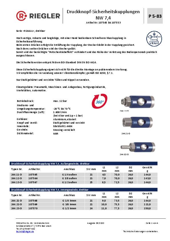 Stecknippel STA verz.Stecker DN 7,2-7,8 AG G 3/8 Zoll SW 19mm RIEGLER