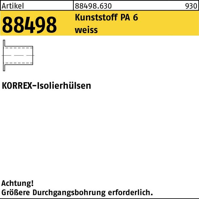 Isolierhülse R 88498 KORREX M16x 10 Polyamid 6 weiß 100 Stück DUBO