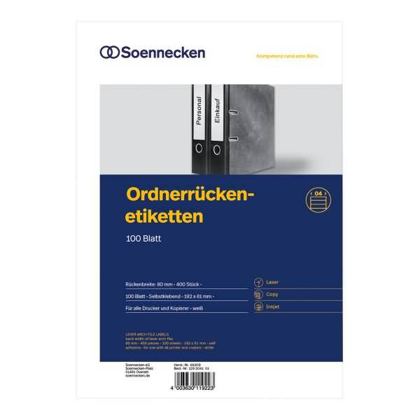 Ordneretikett 66309 breit/kurz selbstklebend weiß 400 Stück