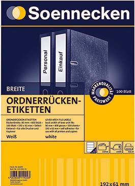 Soennecken Ordneretikett 66309 breit/kurz sk weiß 400 St./Pack