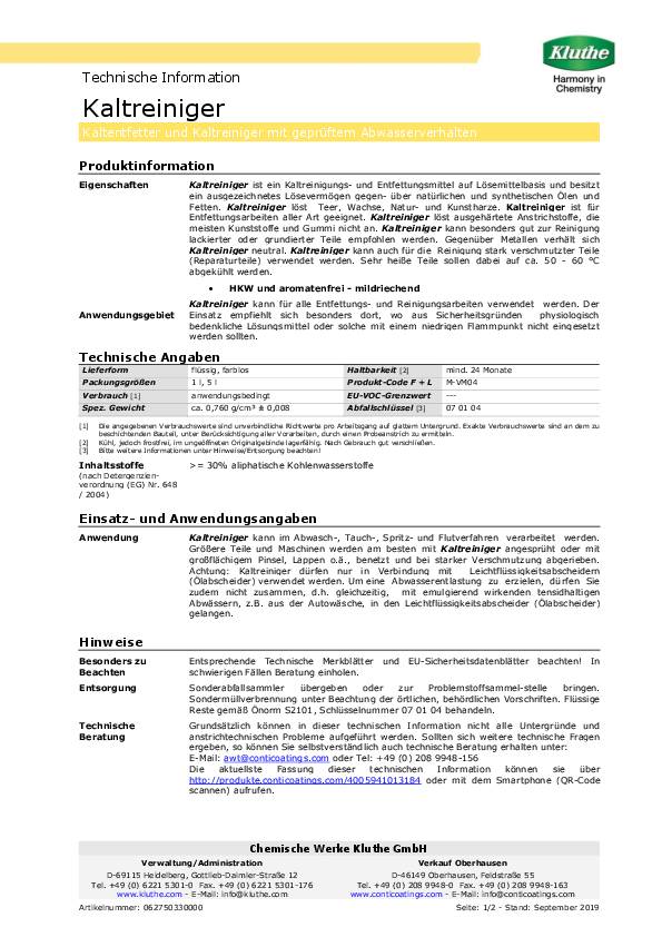 Kaltreiniger 5l geruchsneutral Kanister KLUTHE