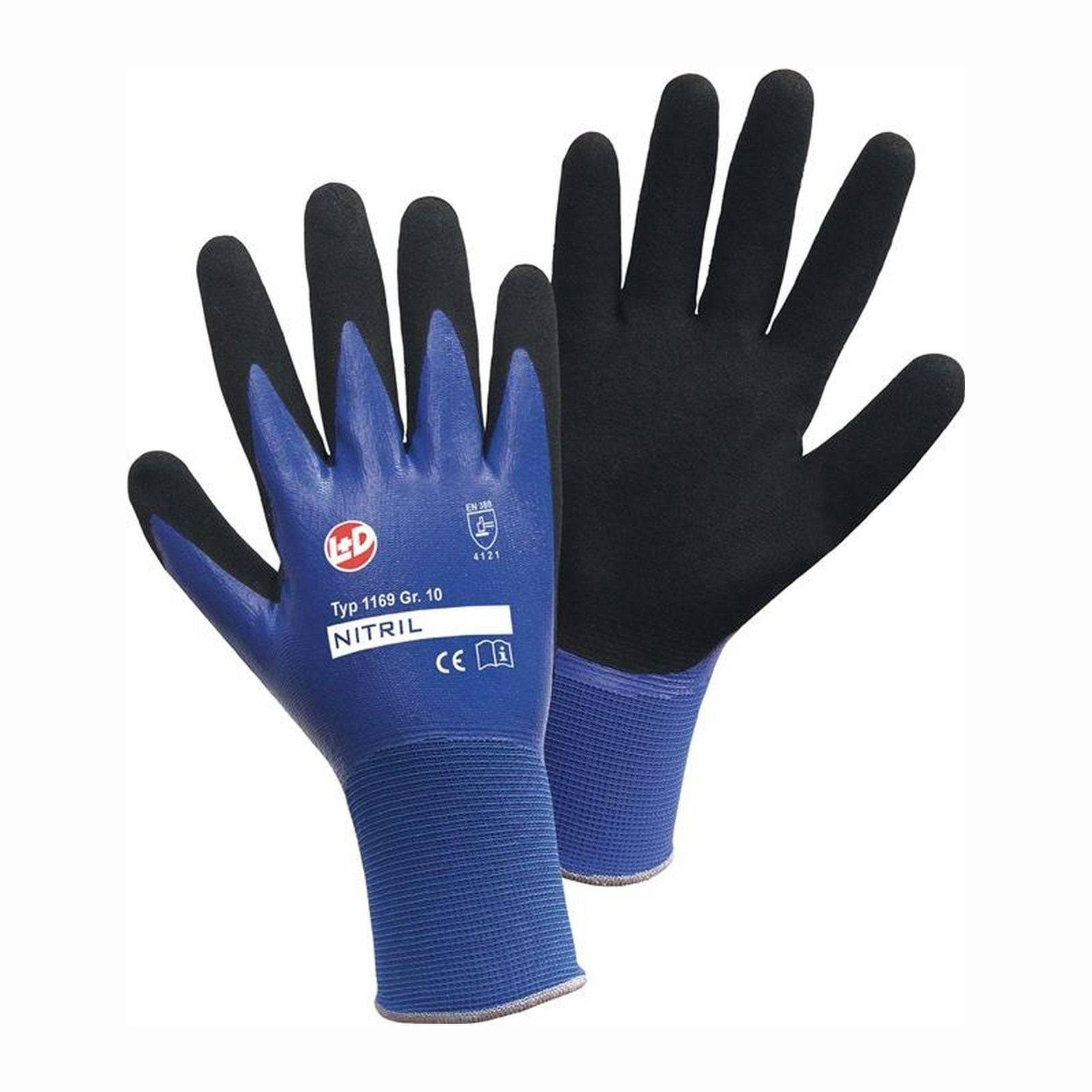 L+D Handschuhe Nitril Aqua blau / schwarz Gr. 10 - 1169-10