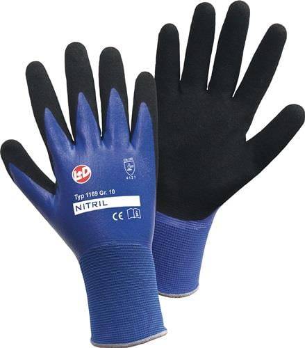 L+D Handschuhe Nitril Aqua blau / schwarz Gr. 10 - 1169-10