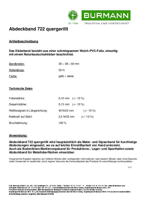 Putzband quergerillt gelb L.33m B.30mm Rl.