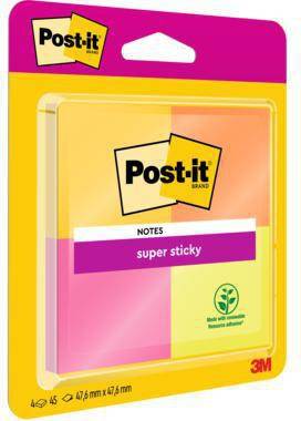 Post-it Haftnotiz Super Sticky 6910YPOG 48x48mm sort. 4St