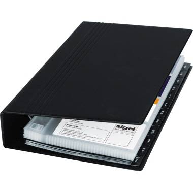 Sigel VZ300 Visitenkartenringbuch 200 Karten (B x H x T) 147 x 265 x 44mm Schwarz (matt) Kunststoff
