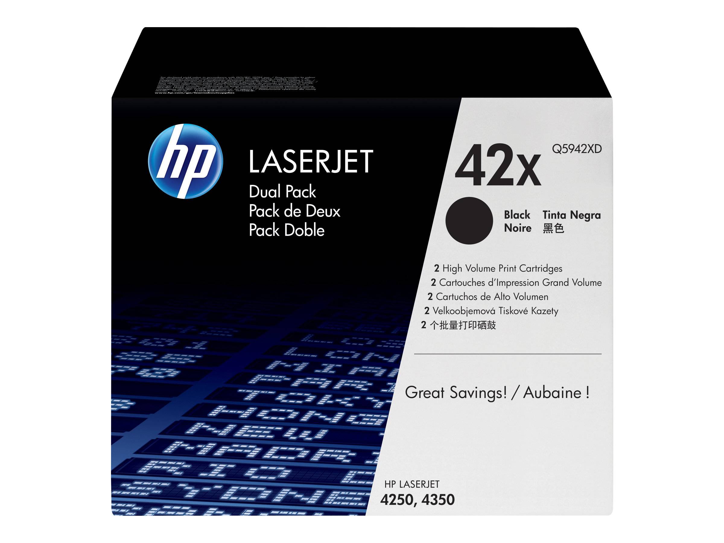 HP 42X - 2er-Pack - Hohe Ergiebigkeit - Schwarz - Original - LaserJet - Tonerpatrone (Q5942XD)
