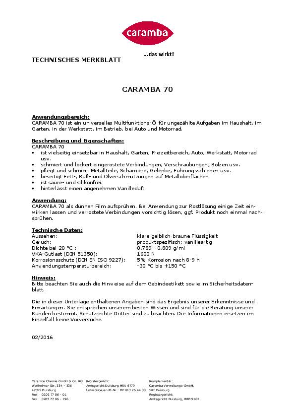 Multifunktionsöl Caramba 70 400 ml Spraydose CARAMBA