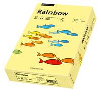 Eine gelbe Schachtel „Rainbow"-Papier mit farbenfrohen Fischillustrationen, dargestellt in einer angewinkelten Produktverpackungsansicht.