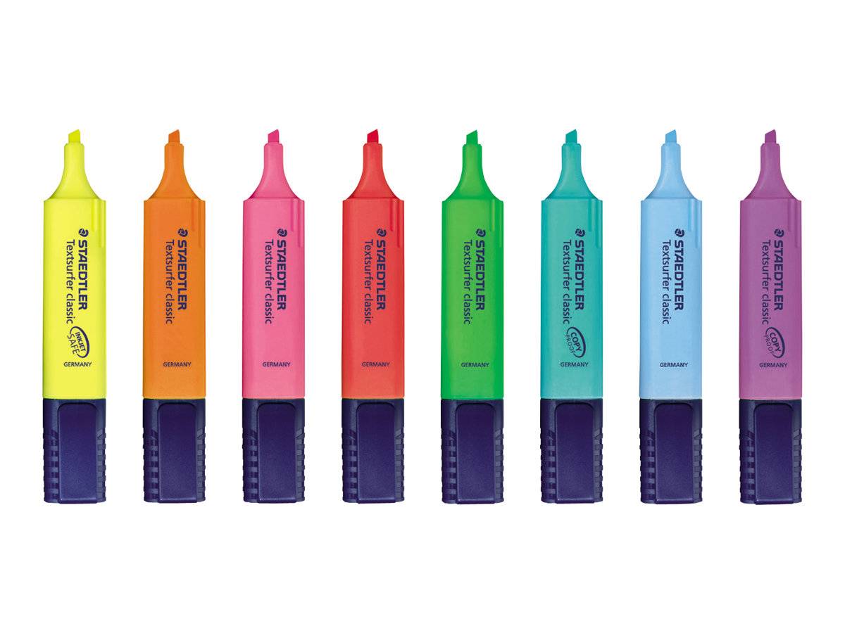 STAEDTLER Textsurfer classic - Textmarker - verschiedene Farben - Pigmenttinte - 1-5 mm (Packung mit 8)