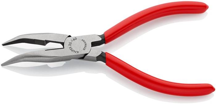 Flachrundzange L.160mm flach/rund 40Grad gew.pol.Ku.-Überzug KNIPEX