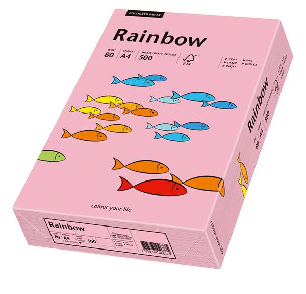 Rosa „Regenbogen"-farbiges Papierpakete mit illustrierten Fischen und Produktdetails auf dem Cover