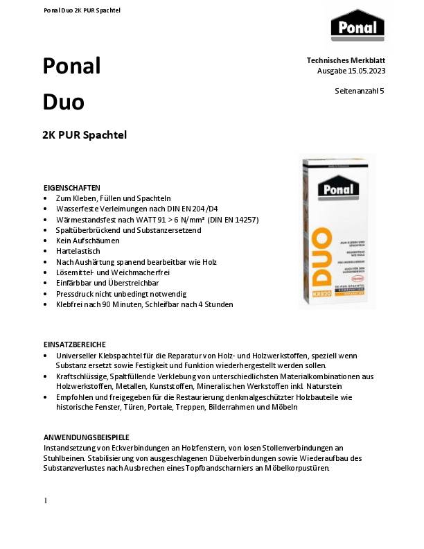 2K PUR-Spachtel Duo DIN EN 204,D4 315g Faltschachtel PONAL