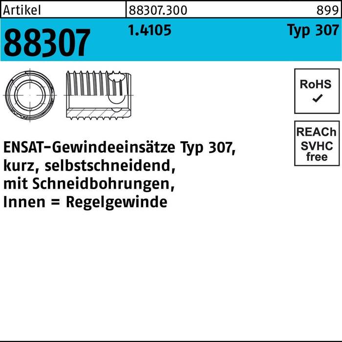 Gewindeeinsatz R 88307 Typ 307 M10x 10 1.4105 25 Stück ENSAT