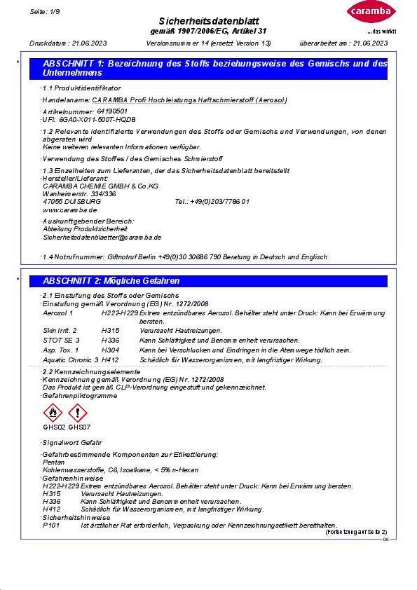 Hochl.Haftschmierstoff 500 ml gelblich-braun Spraydose CARAMBA