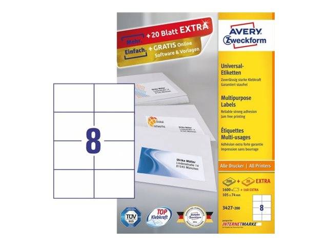 Avery Zweckform Universal - Papier - permanenter Klebstoff - weiß - 70 x 36 mm 4800 Etikett(en) (200 Bogen x 24)