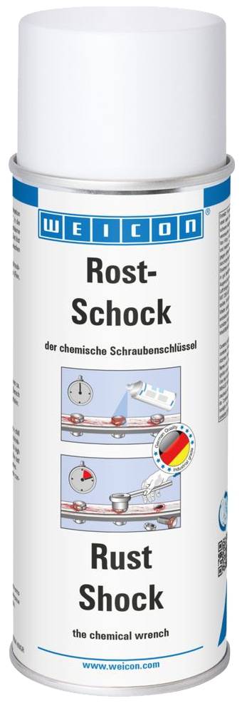 Eine weiße WEICON Rost-Schock Sprühflasche mit der Bezeichnung 