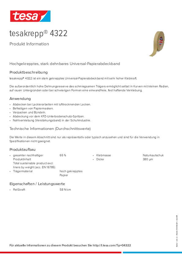 Kreppband tesakrepp® 4322 sta.gekreppt chamois L.50m B.19mm Rl.TESA