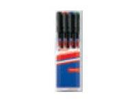 EDDING 142 - Marker - permanent - für Glas, Plastik, Overhead-Projektor-Folien - Schwarz, Rot, Blau, Grün - 1 mm - Mittel (Packung mit 4)
