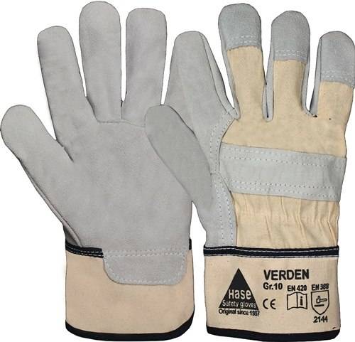 HASE 211400-10 Handschuhe Verden Gr.10 grau/natur Rindspaltleder EN 388 Kateg