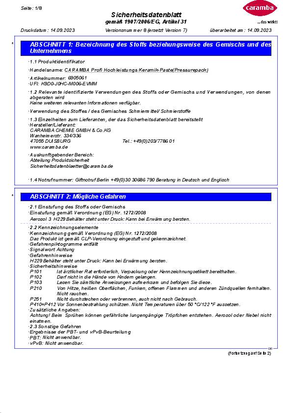 Hochleistungskeramikpaste weiß 200 ml Pinseldose CARAMBA