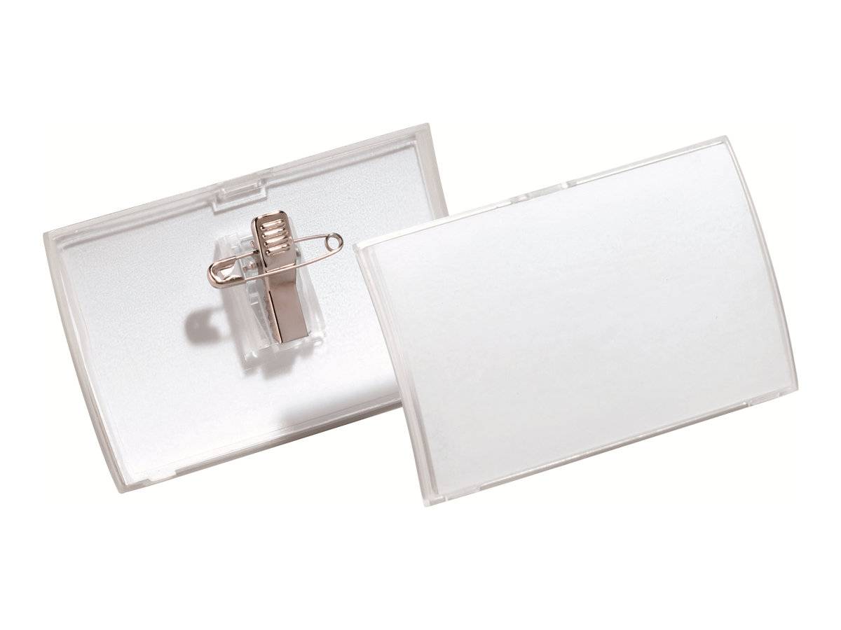 DURABLE CLICK FOLD - Namensschild - für 54 x 90 mm - Clip, Nadel - durchsichtig (Packung mit 25)