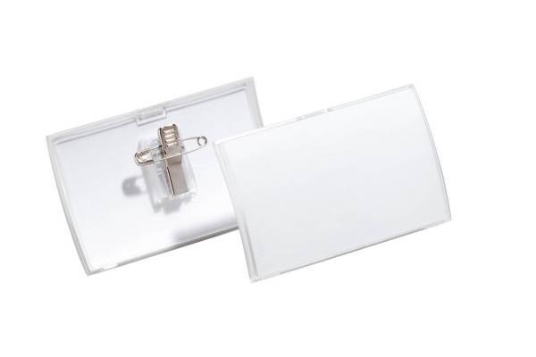 DURABLE CLICK FOLD - Namensschild - für 54 x 90 mm - Clip, Nadel - durchsichtig (Packung mit 25)