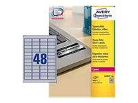 AVERY ZWECKFORM - Avery Durable Heavy Duty L6009 - Polyester - permanenter Klebstoff - Silber - 45.7 x 21.2 mm 4800 Etik