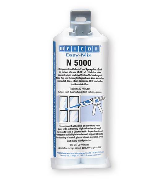 WEICON 10650250 Easy-Mix N 5000, 50 ml Epoxyd-Klebstoff mit Mischdüse