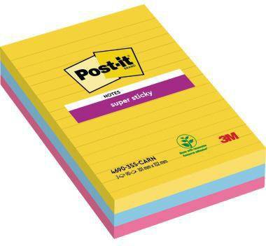 Post-it Haftnotiz Super Sticky 4690-3SS-CARN 101x152mm lin. 3St.