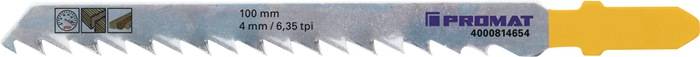Stichsägeblatt Gesamt-L.100mm Zahnt.4mm S.1,27mm HCS/CV 5 St./Karte PROMAT