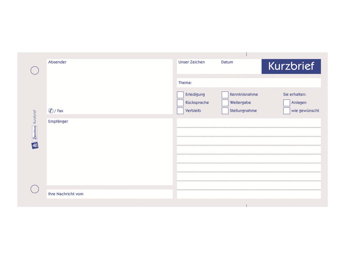 Avery Zweckform - Kurzbriefformular - 100 Blatt