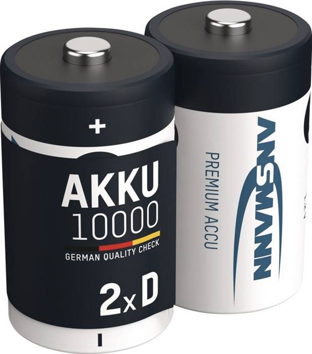 Zwei große D-Batterien mit den Bezeichnungen „AKKU 10000