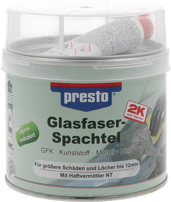 2K-Glasfaserspachtel grau-grün,Härter rot 1000g Dose PRESTO