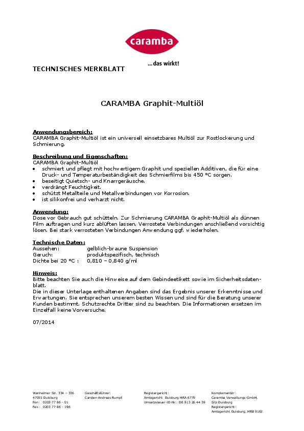 Graphitmultiöl Performance 300ml Spraydose CARAMBA