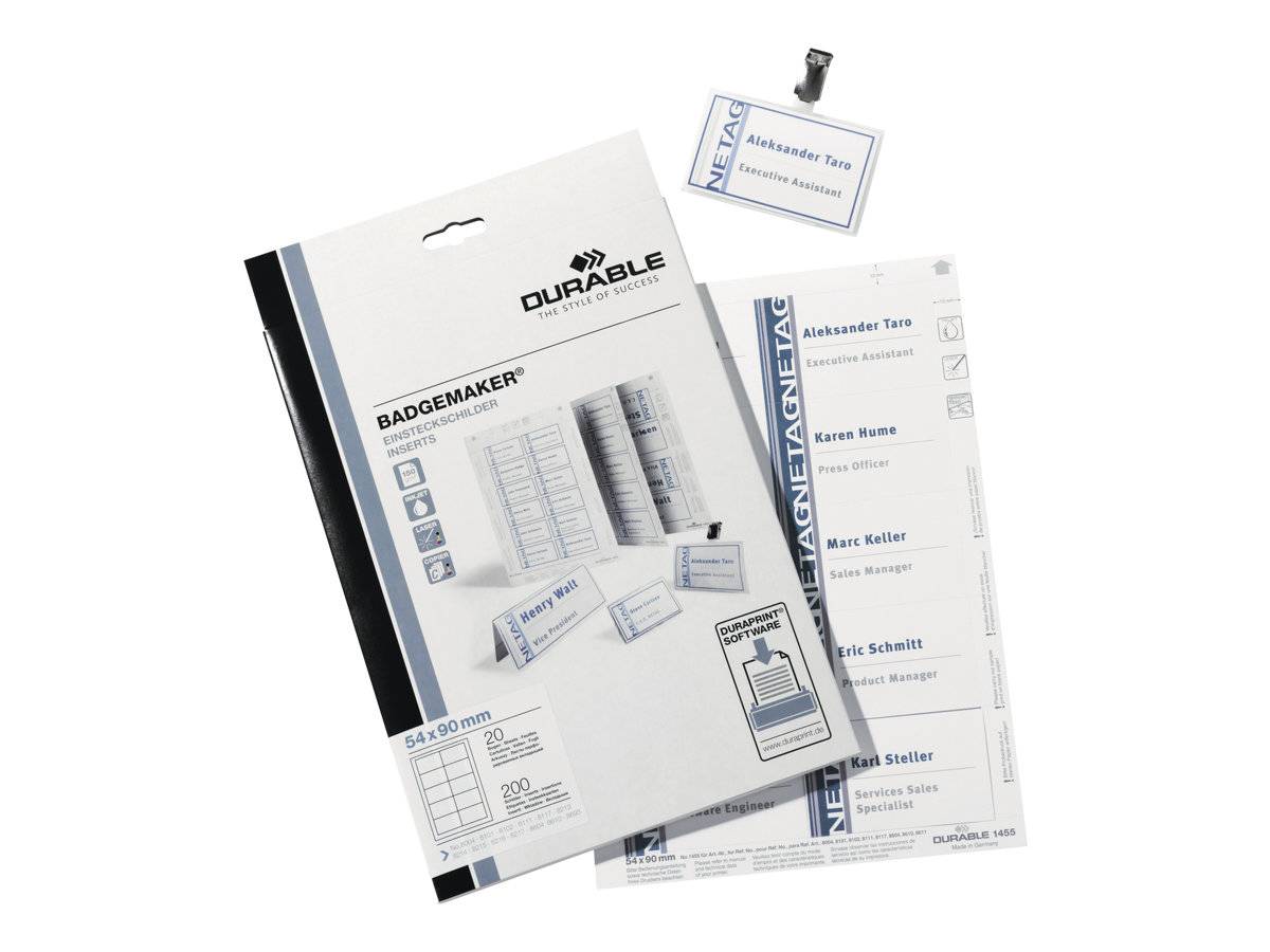 DURABLE - Weiß - 20 Stck. Namensetiketten