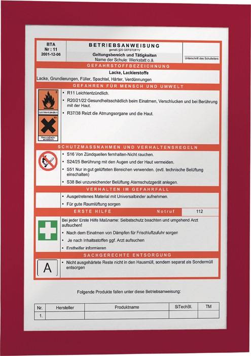 DURABLE DURAFRAME - Dokumentenhalterung - Oberflächenmontage - für A4 - doppelseitig - Rot (Packung mit 2)